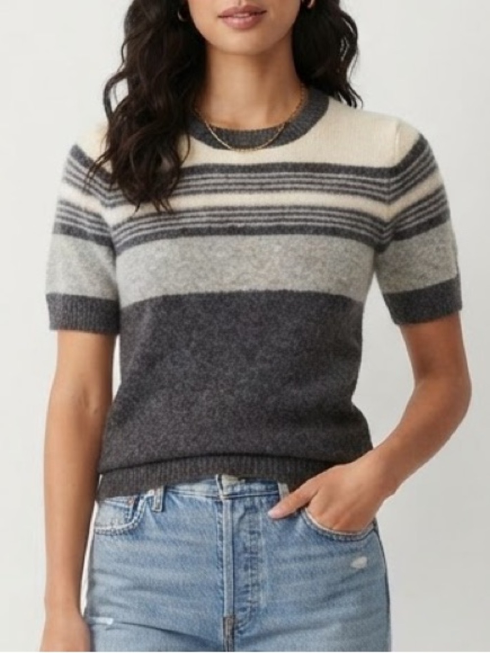 Vintage Kate Code Co Wool Angora Rabbit Hair Short Sleeve Sweater Top Size M